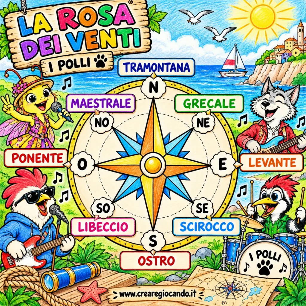 La rosa dei venti e i punti cardinali